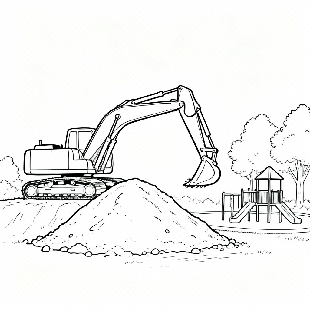 Excavator Hill Coloring Page