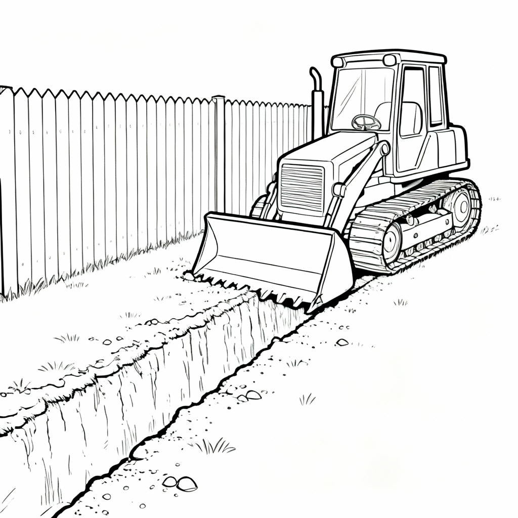 Bulldozer Yard Coloring Page