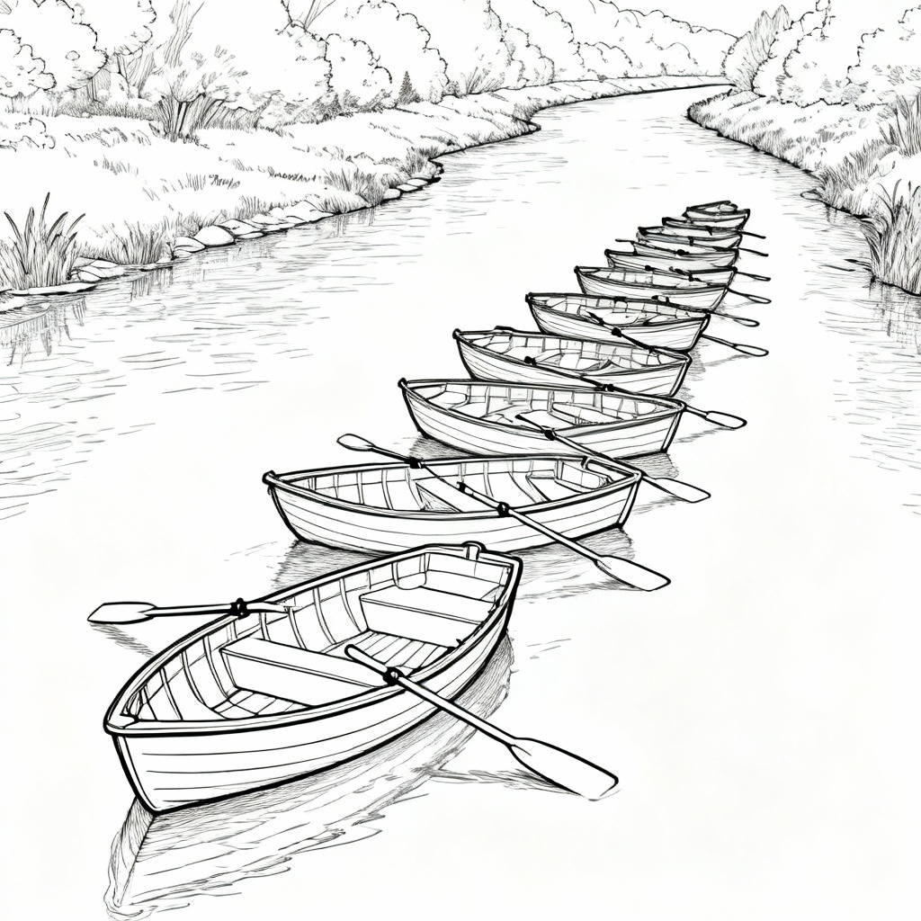 Rowboat Parade Coloring Page