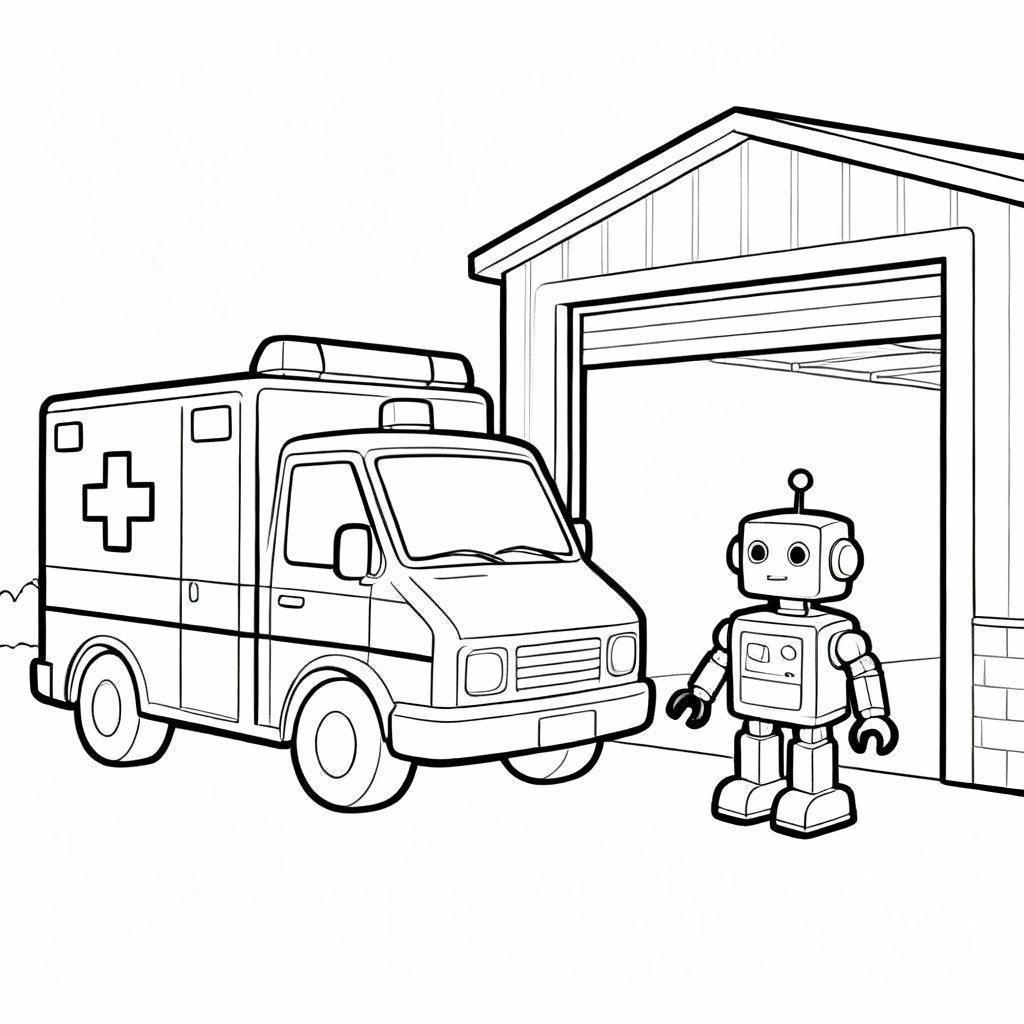 Ambulance Toy Robot Coloring Page