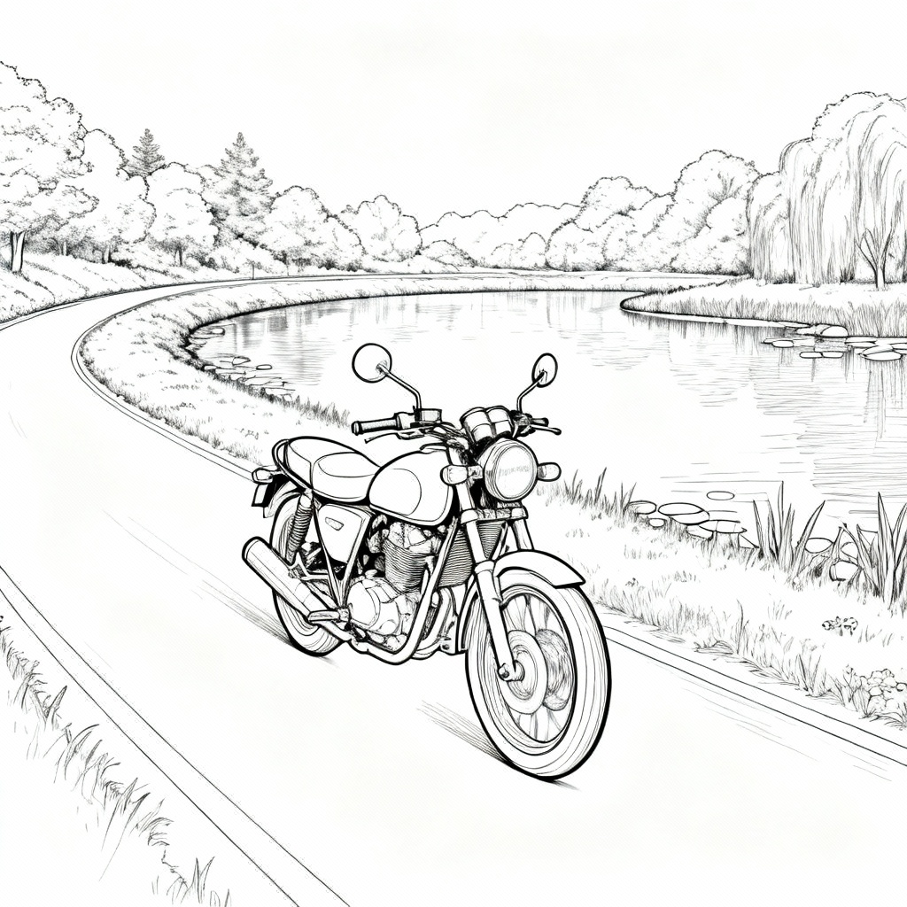 Calm Motorcycle Coloring Page