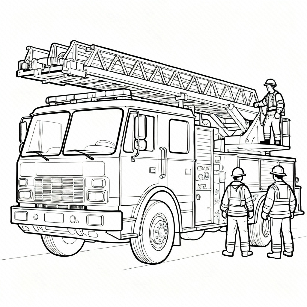 Fire Truck Drill Coloring Page