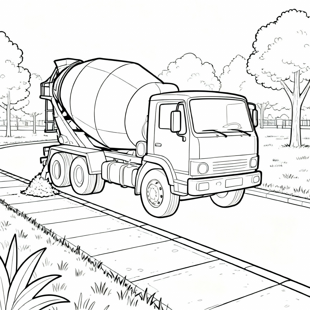 Cement Truck Coloring Page