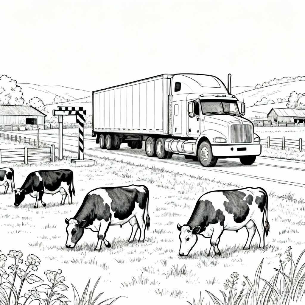 Road Semi Truck Coloring Page