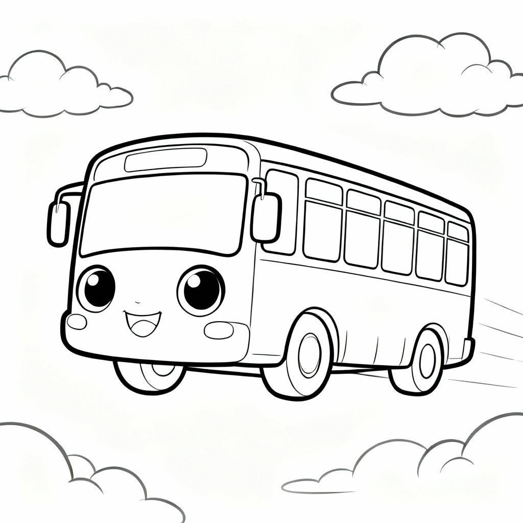 Flying Bus Coloring Page