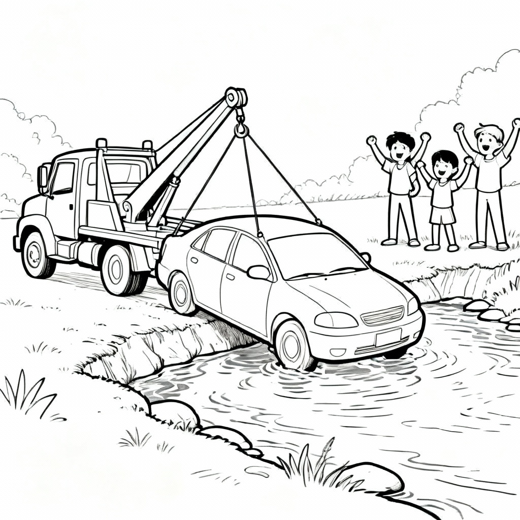 Riverbank Tow Coloring Page