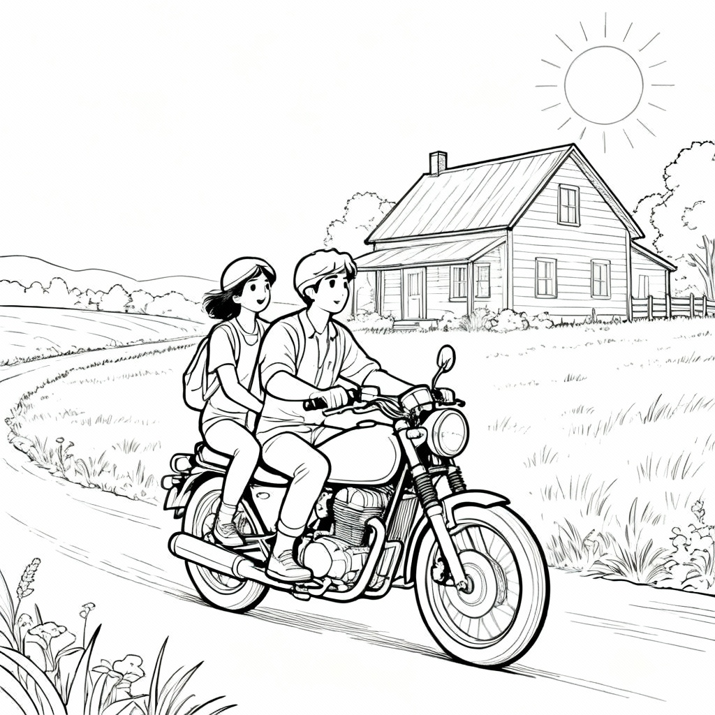 Near Motorcycle Coloring Page