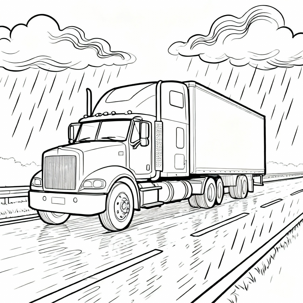 Bridge Semi Truck Coloring Page