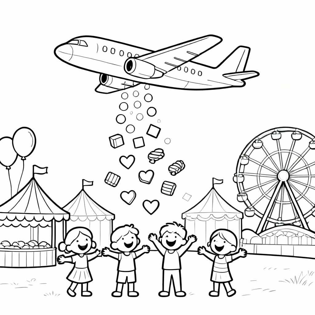 Airplane Drops Coloring Page