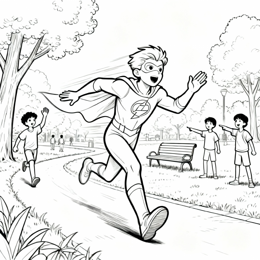 Speedy Hero Coloring Page