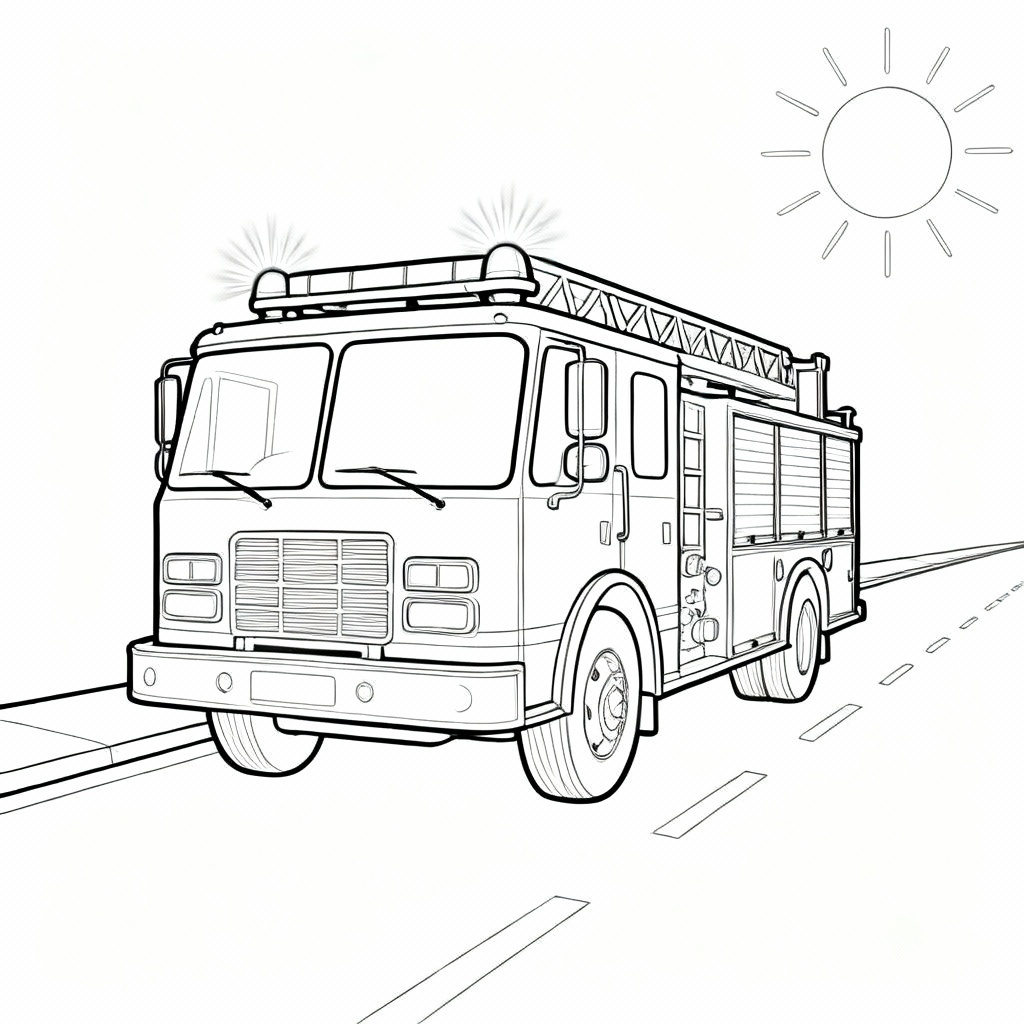Fire Truck Drive Coloring Page