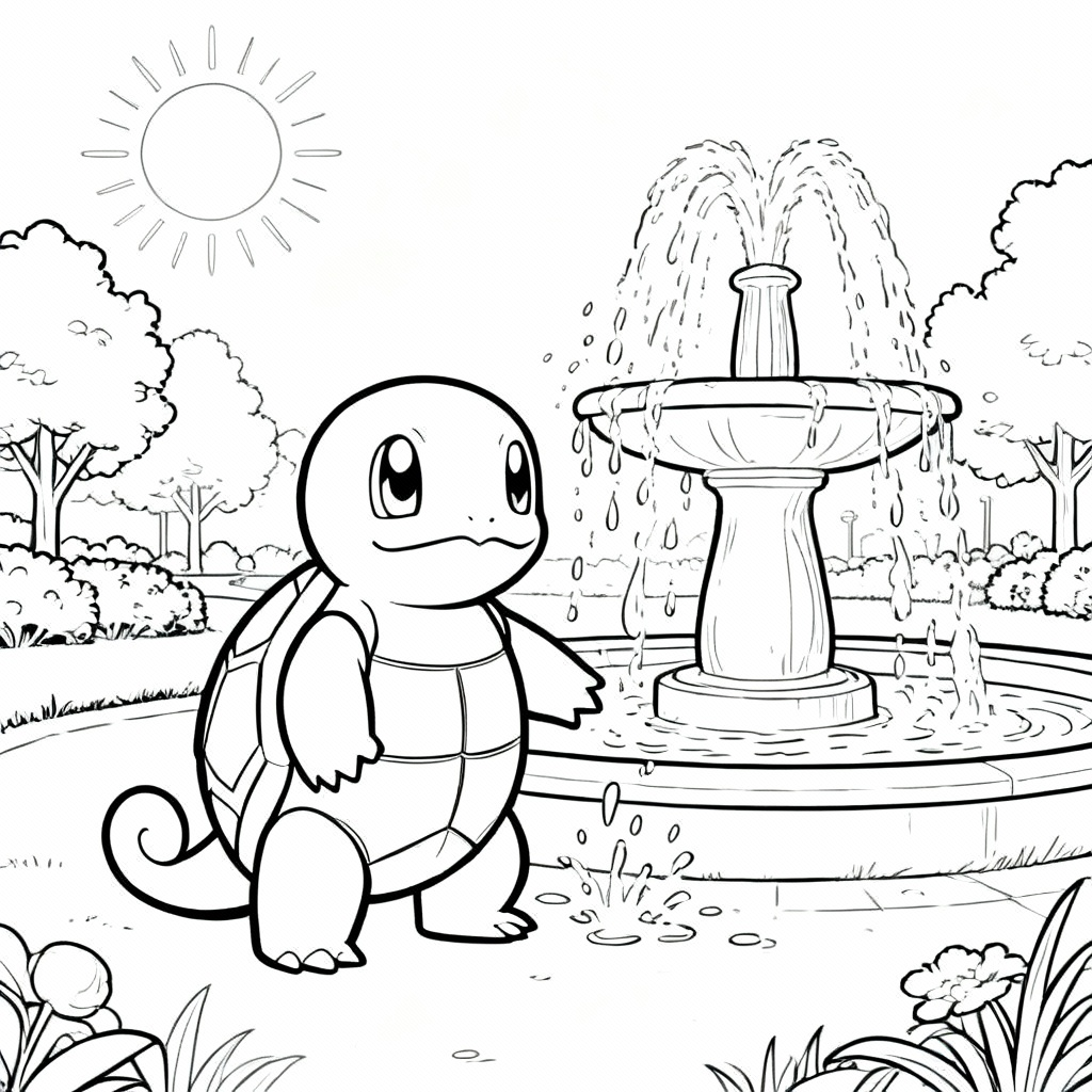 Squirtle Splash Coloring Page