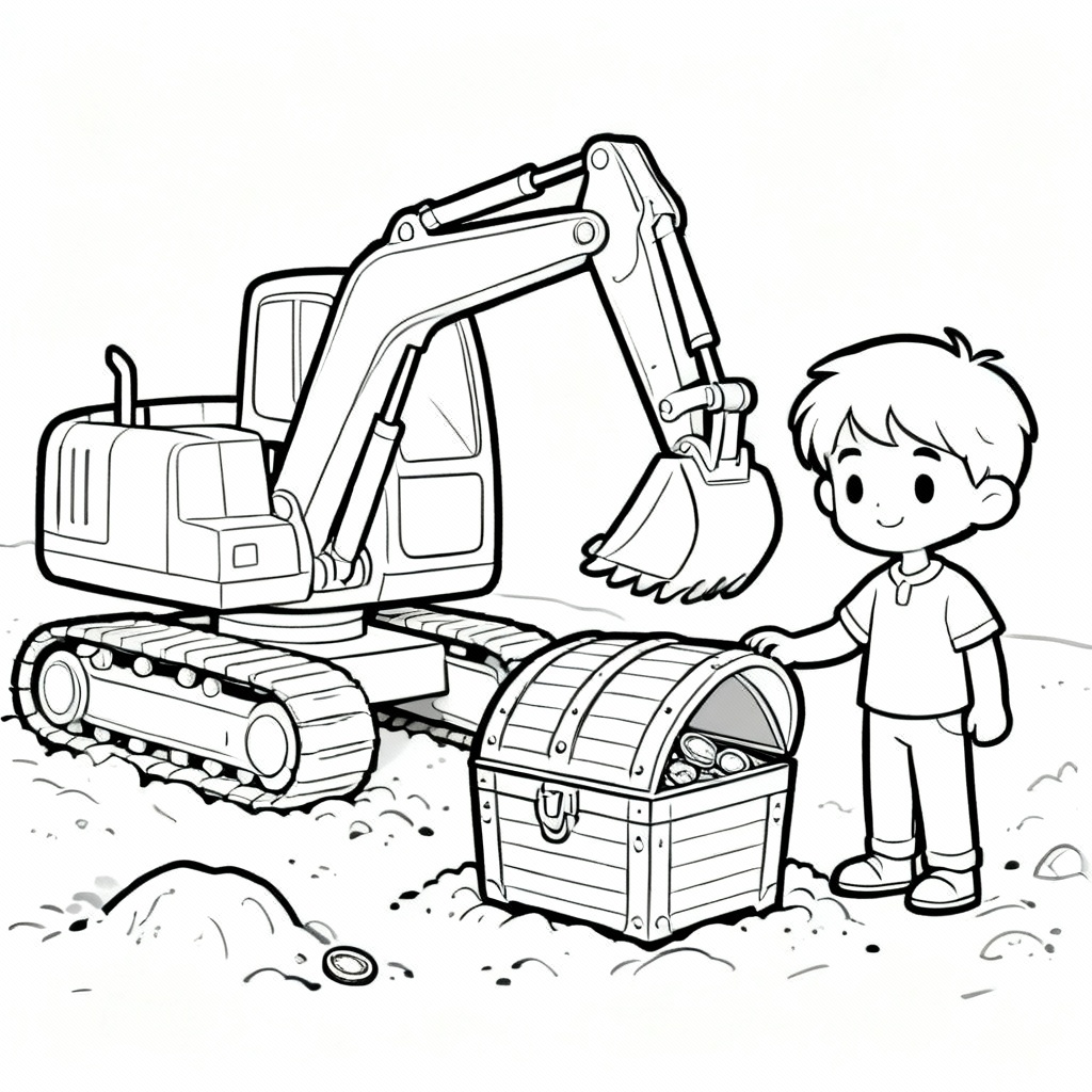 Excavator Treasure Coloring Page