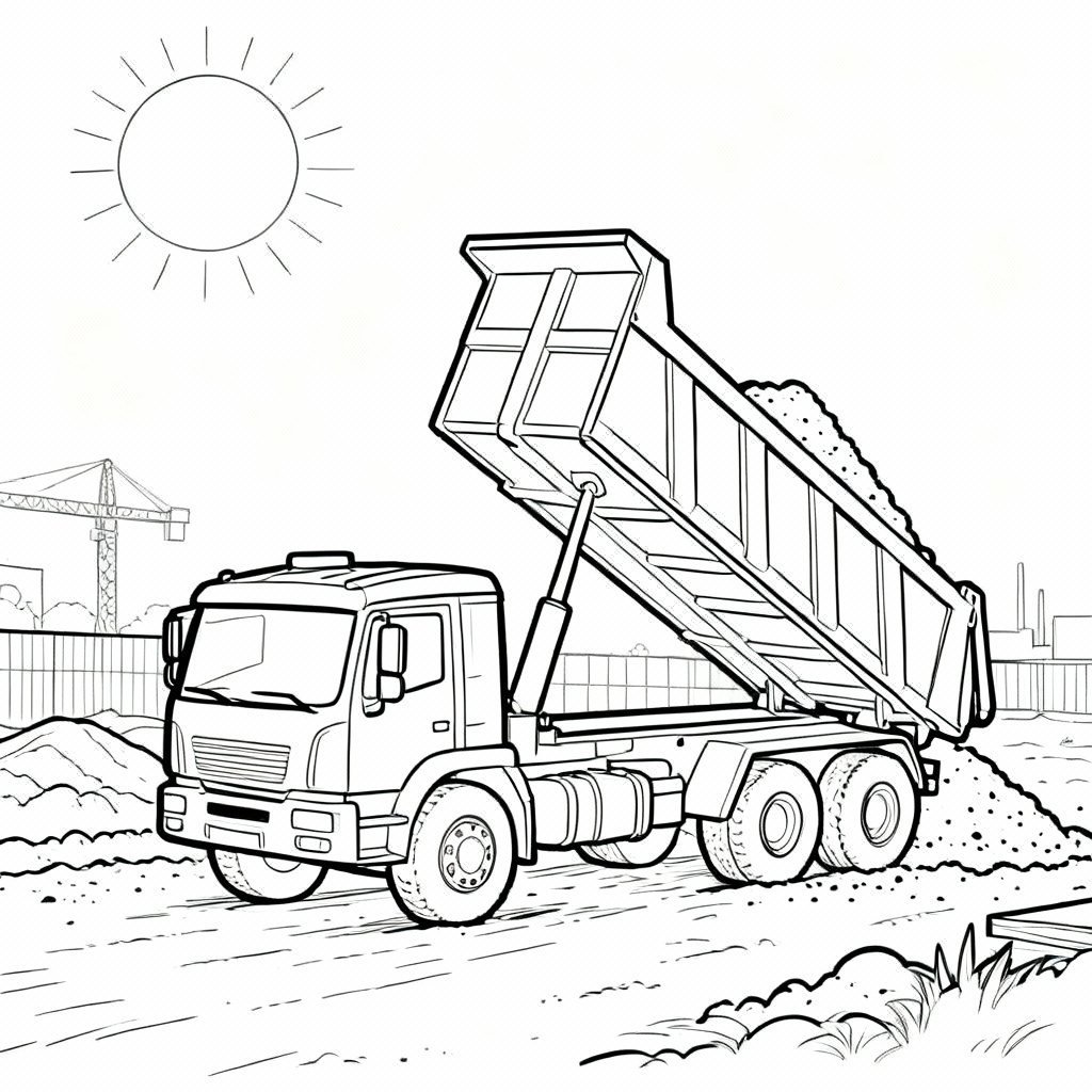 Sunny Dump Truck Coloring Page