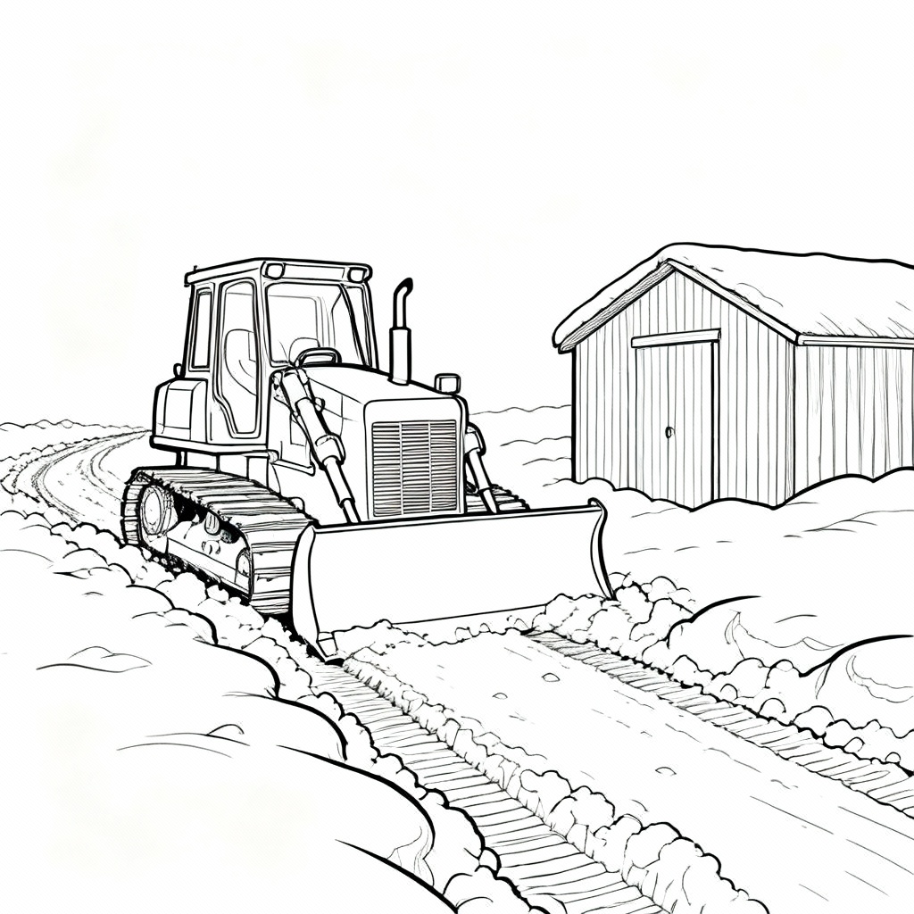 Bulldozer Snow Coloring Page