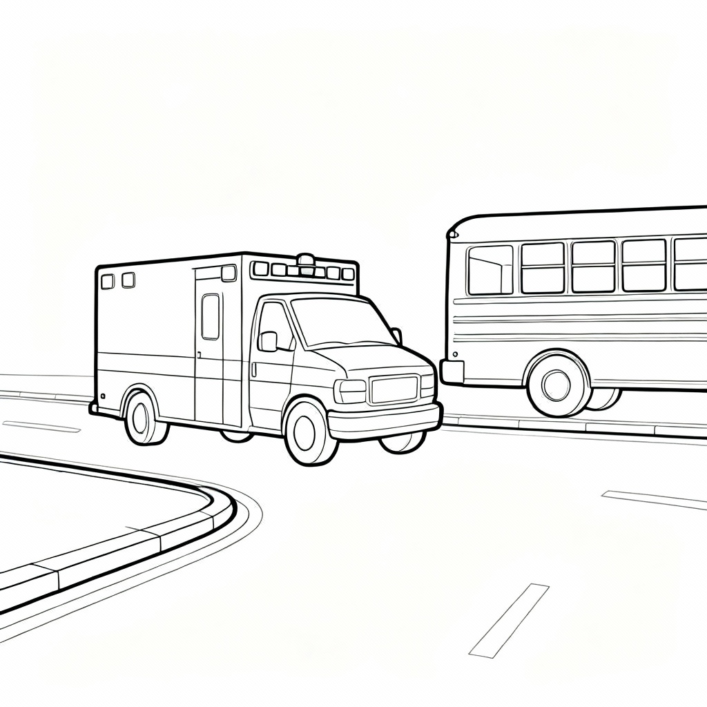 Ambulance Corner Coloring Page