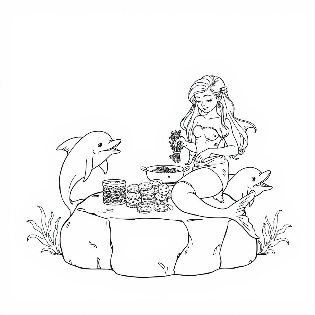 Mermaid Cookie Coloring Page