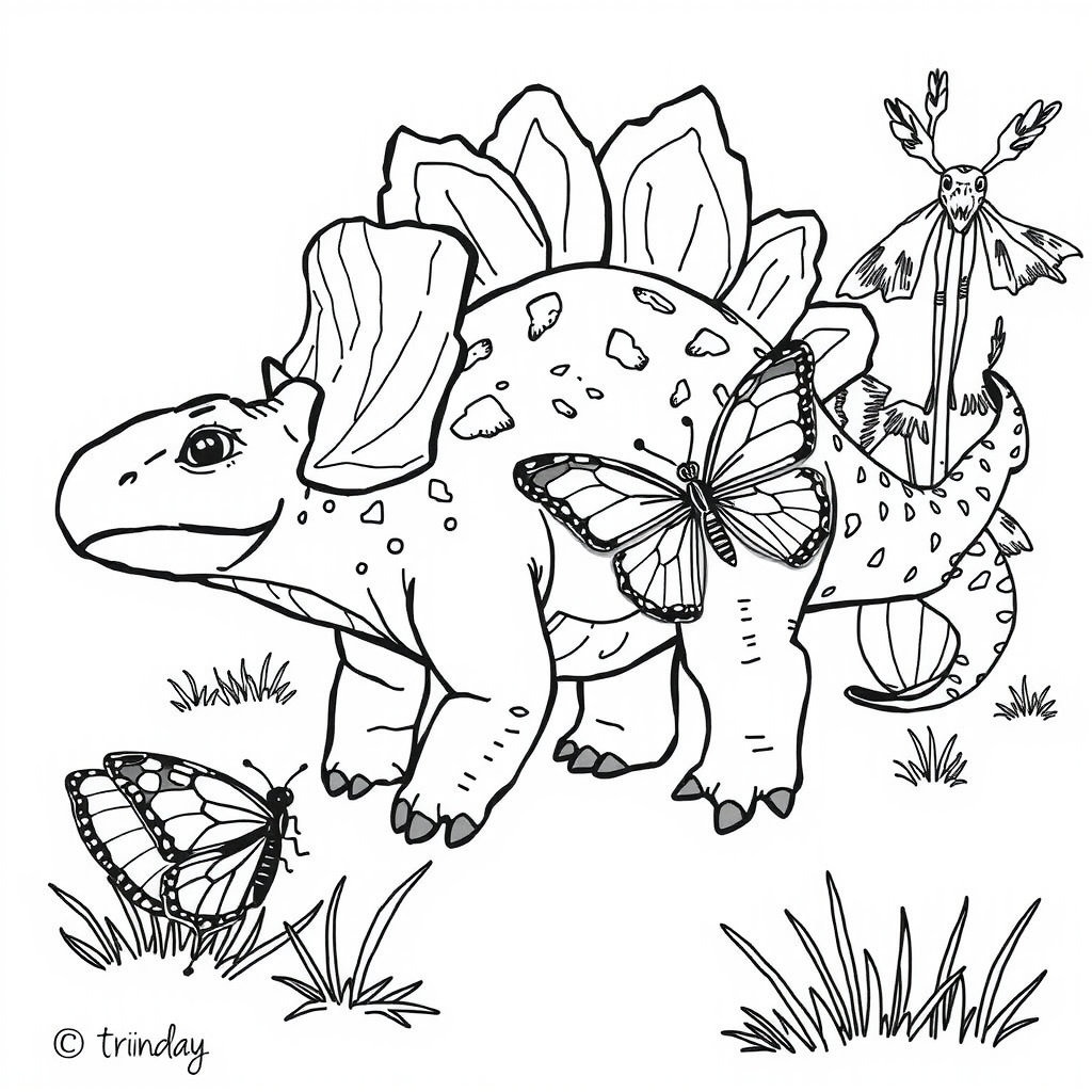 Stego Butterfly Clearing Coloring Page