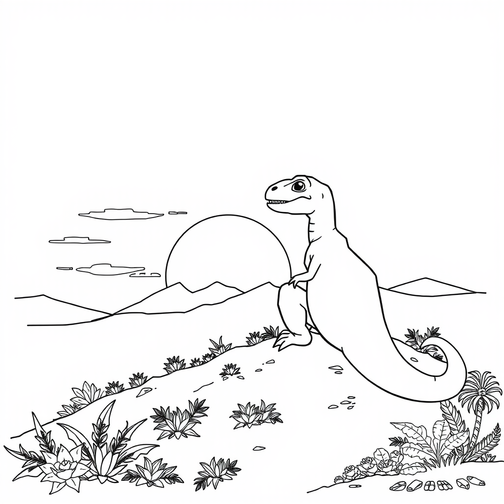 Velociraptor Sun Coloring Page