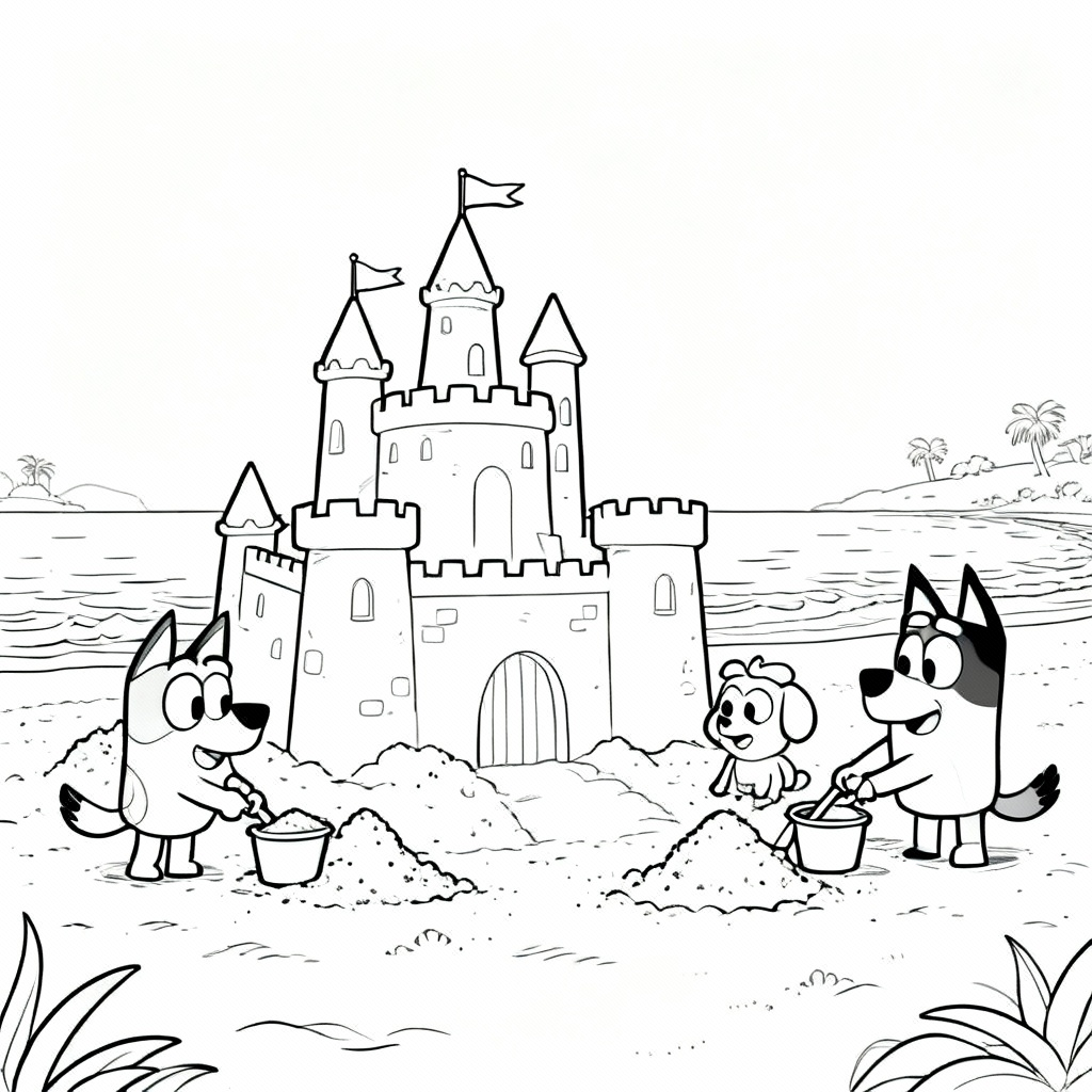 Bluey Sandcastle Coloring Page