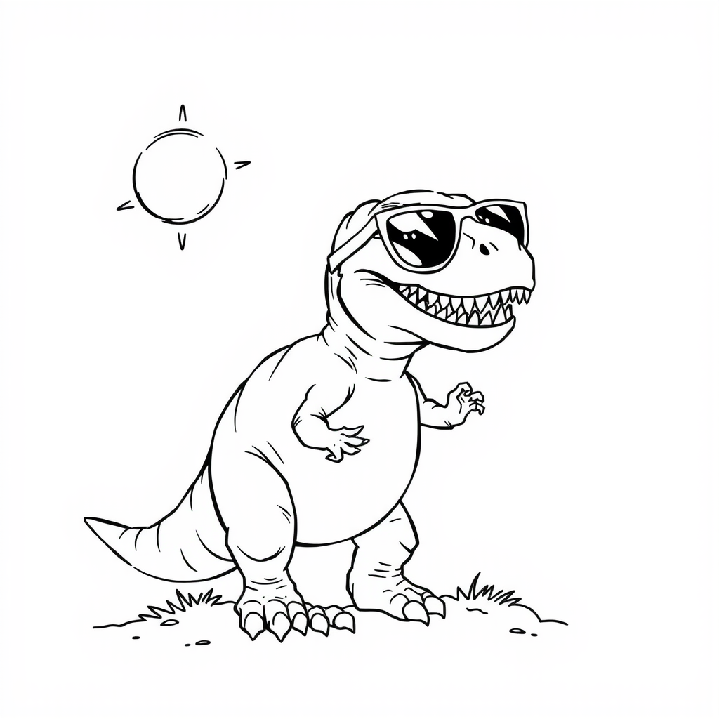 T-Rex Sunglasses Coloring Page