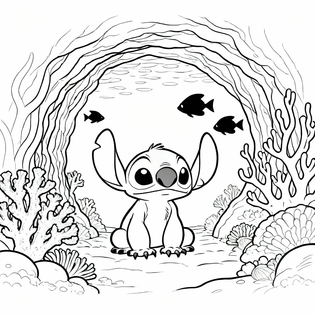Stitch Coral Coloring Page