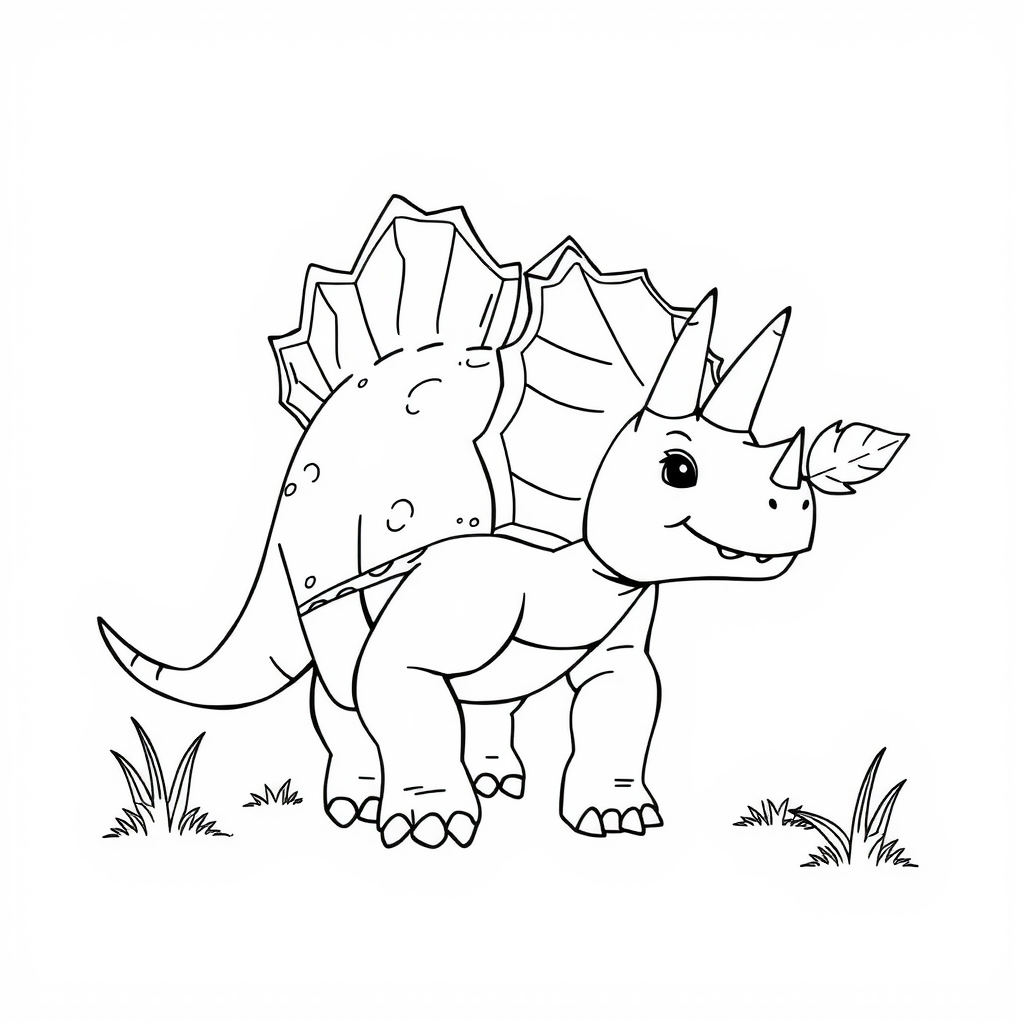Triceratops Pond Coloring Page