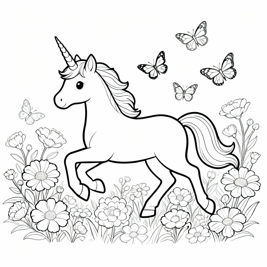 Unicorn Garden Coloring Page