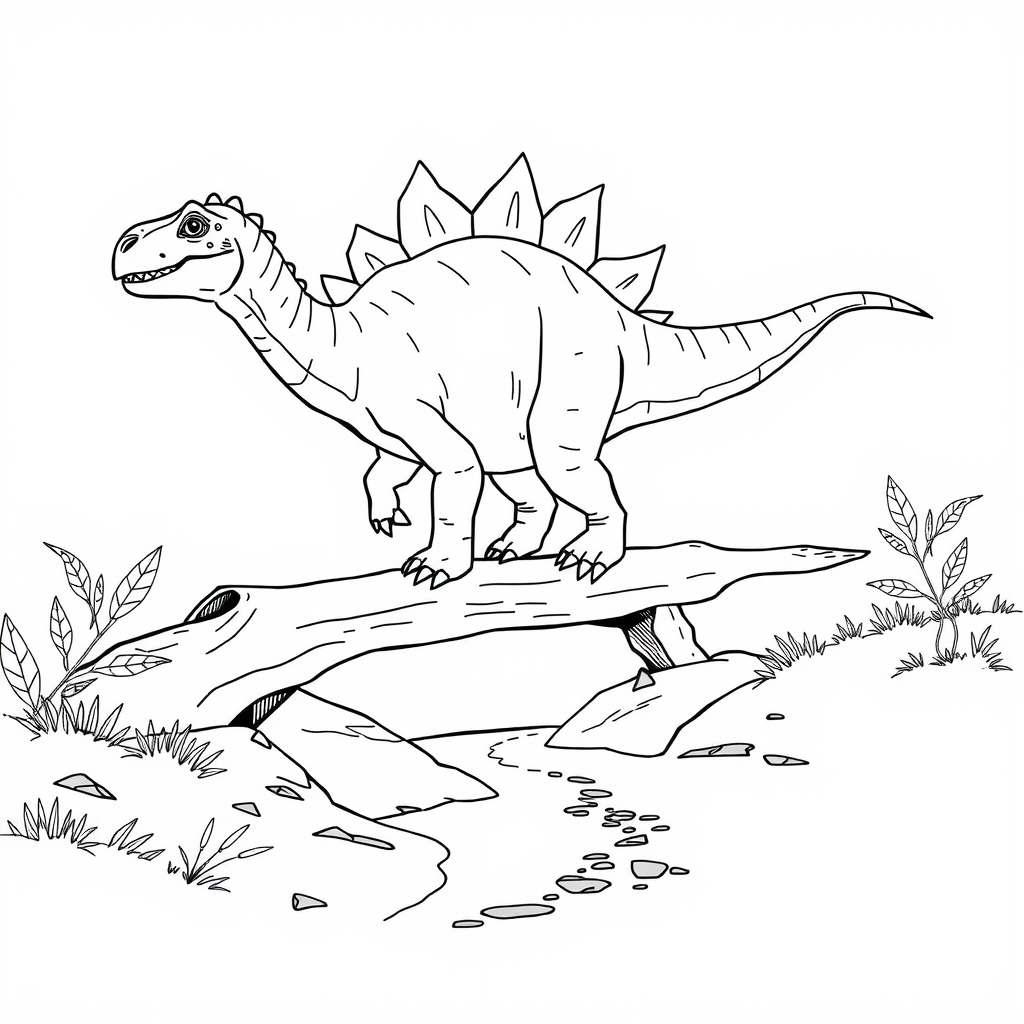 Stego Log Bridge Coloring Page