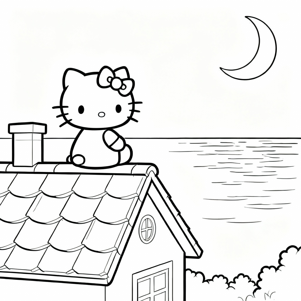 Hello Kitty Moon Coloring Page