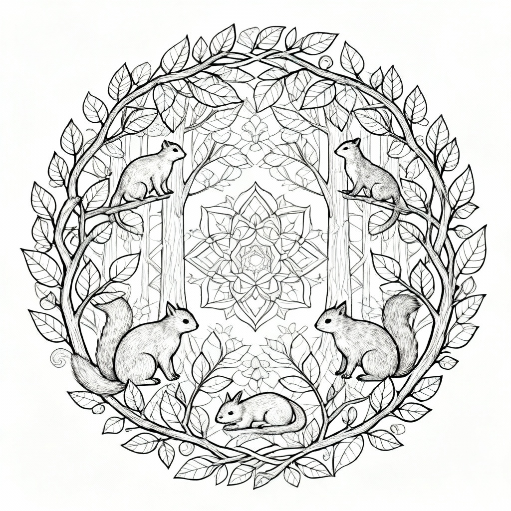Forest Mandala Coloring Page