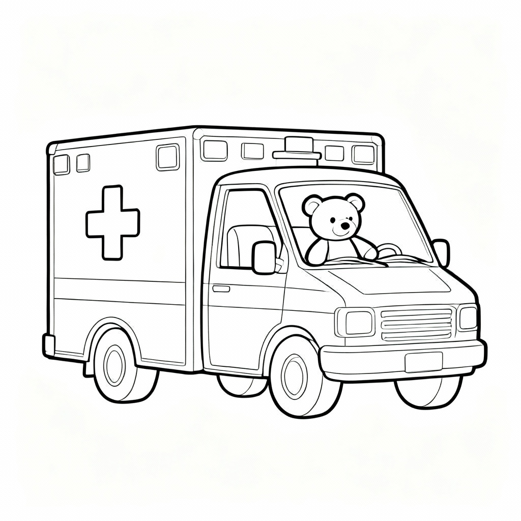 Ambulance Bear Coloring Page