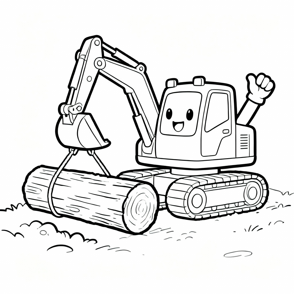 Excavator Log Coloring Page