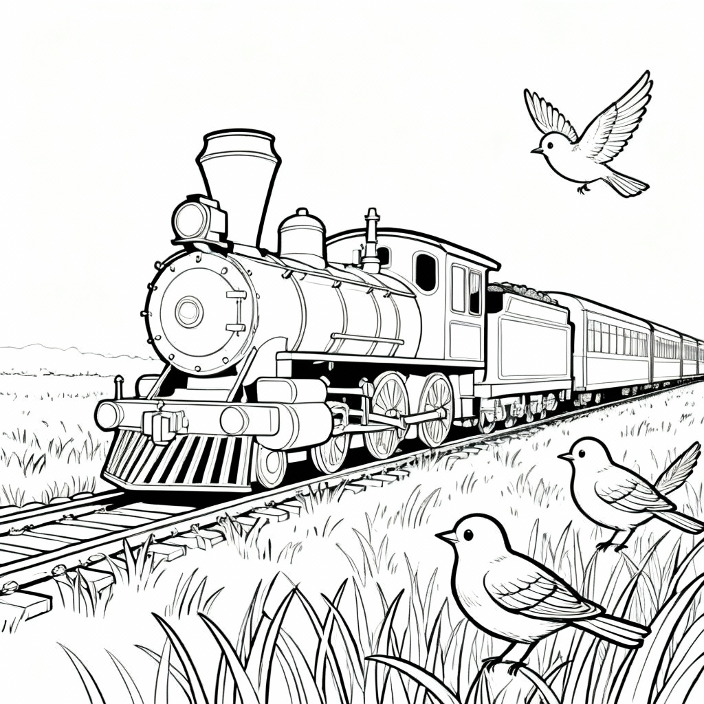 Steam Crossing Coloring Page