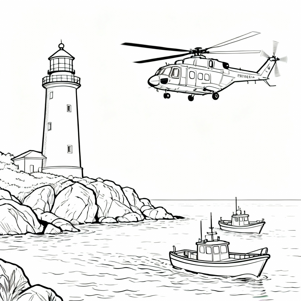 Lighthouse Rescue Coloring Page