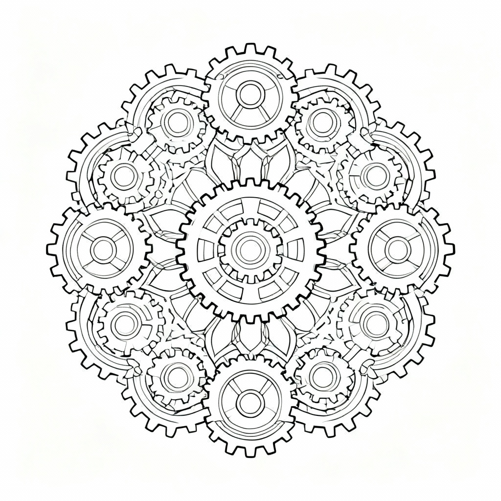 Gears Mandala Coloring Page