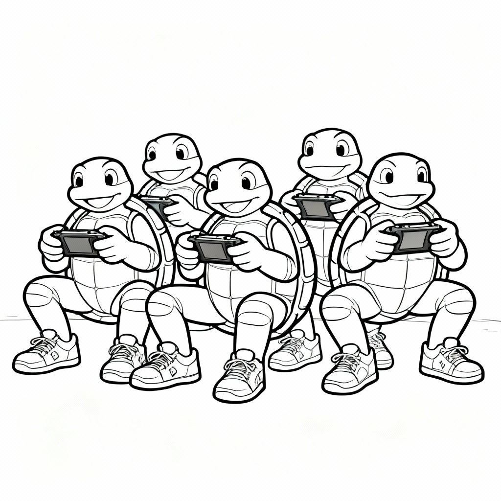 Techie Turtles Coloring Page