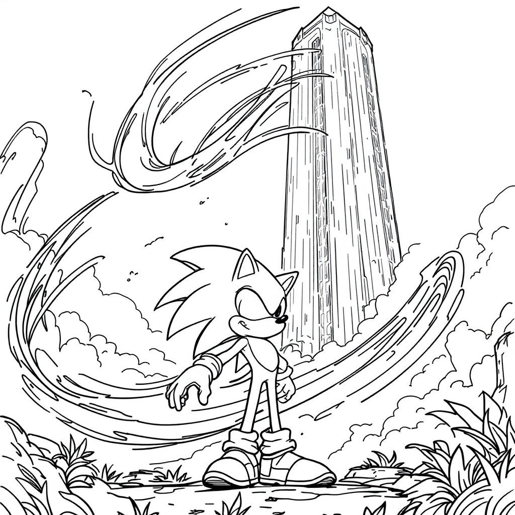 Adorable Sonic Coloring Page