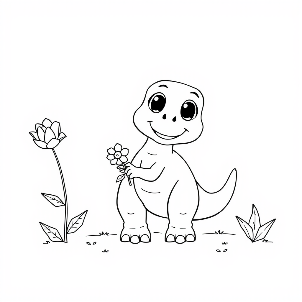 Friendly Dinosaur Coloring Page