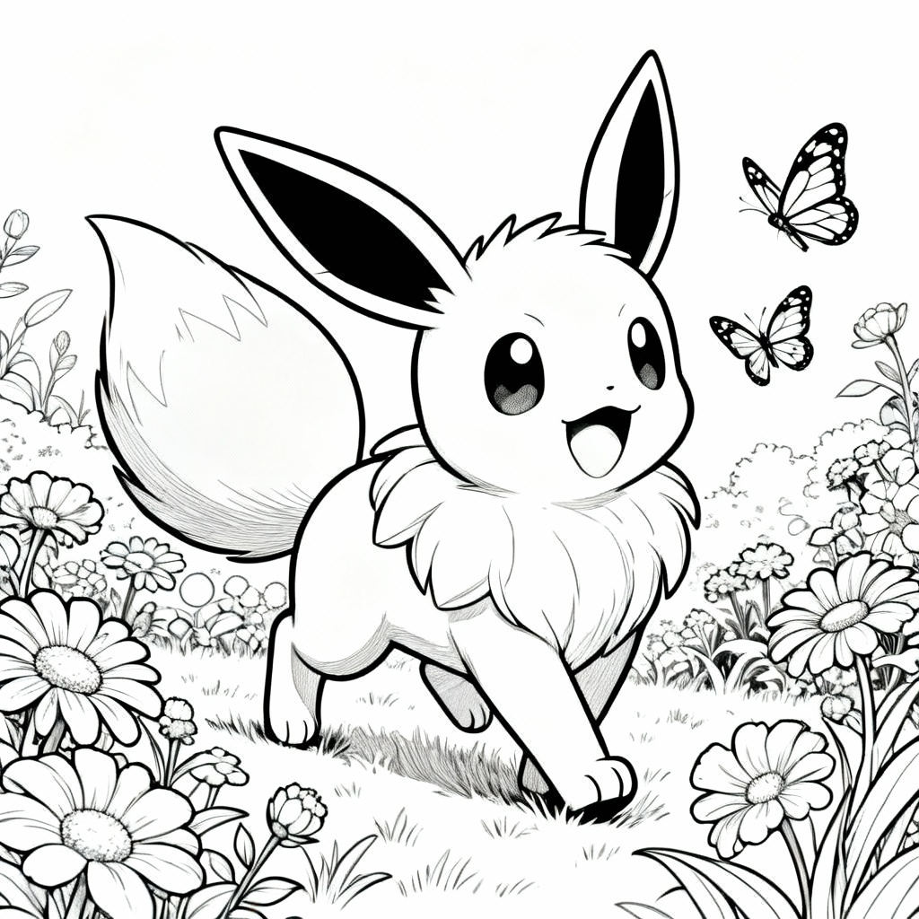 Eevee Garden Coloring Page