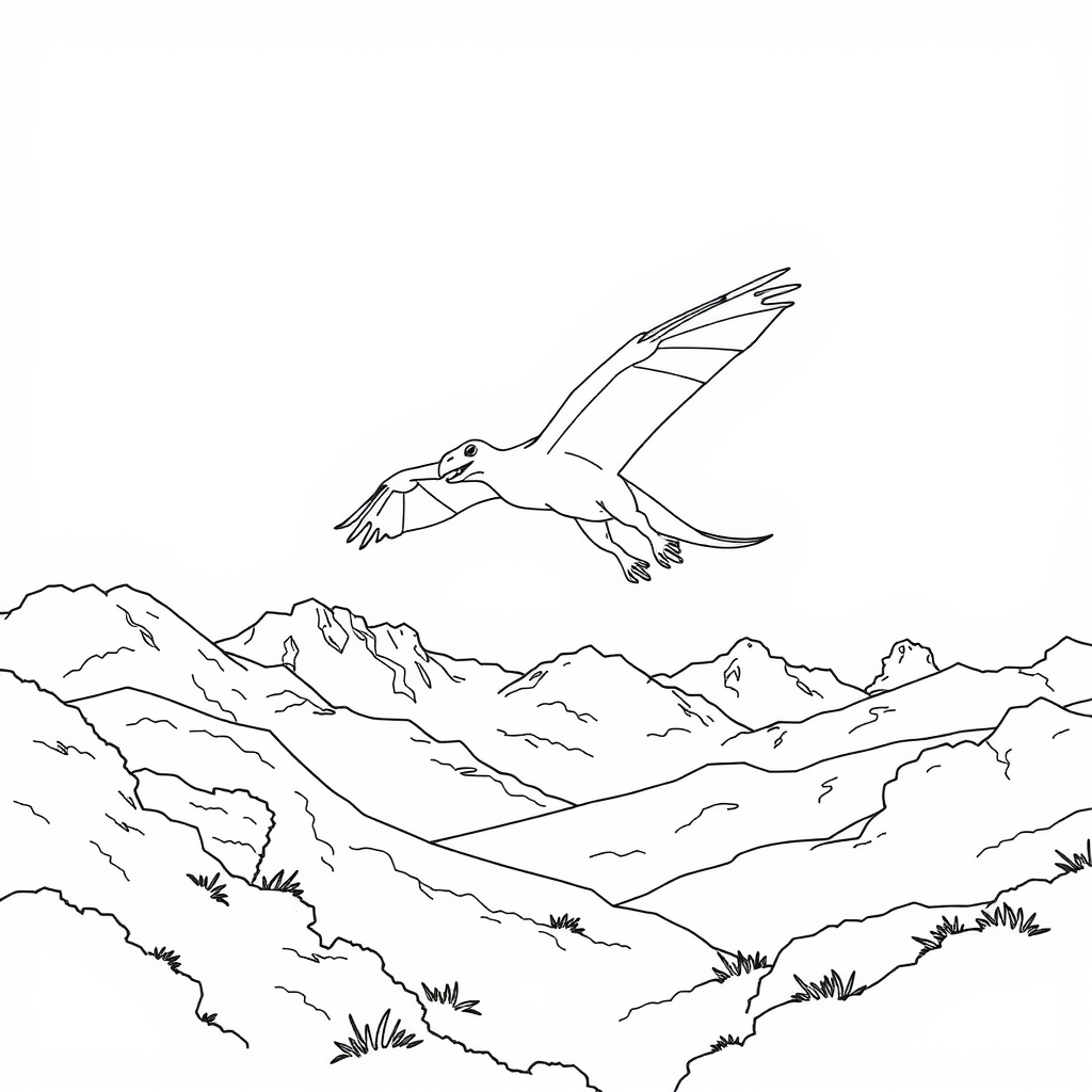 Ptero Soaring Clouds Coloring Page