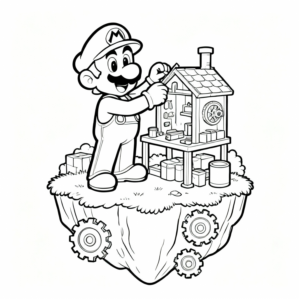 Floating Island Coloring Page