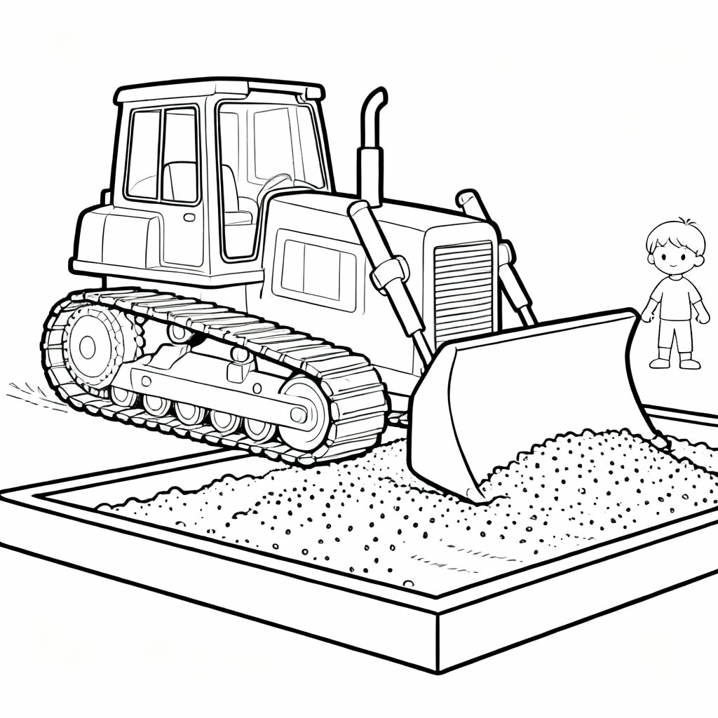 Bulldozer Sand Coloring Page