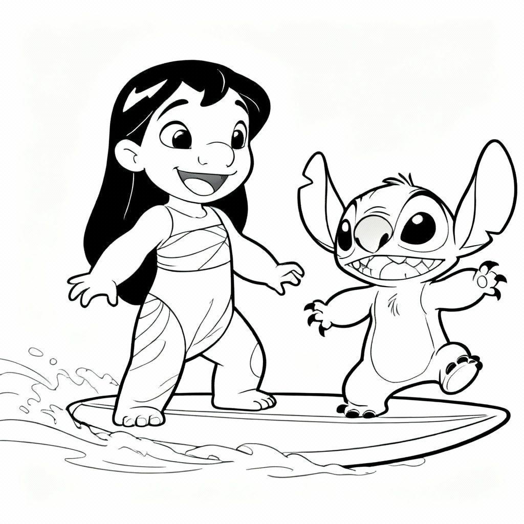 Stitch Dancing Coloring Page