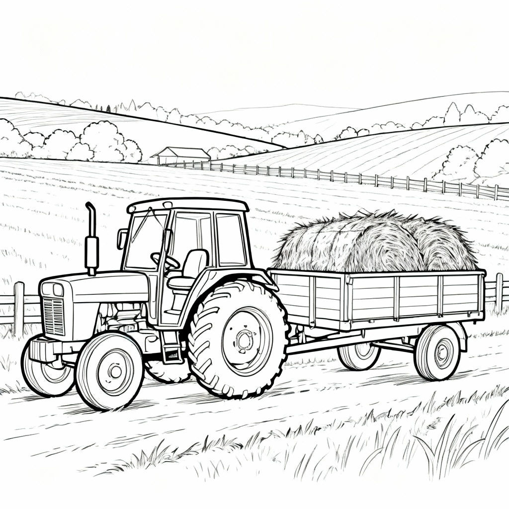 Tractor Pulling Coloring Page