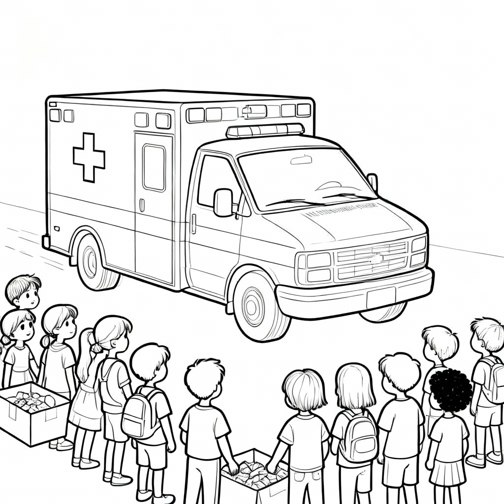 Ambulance Charity Coloring Page