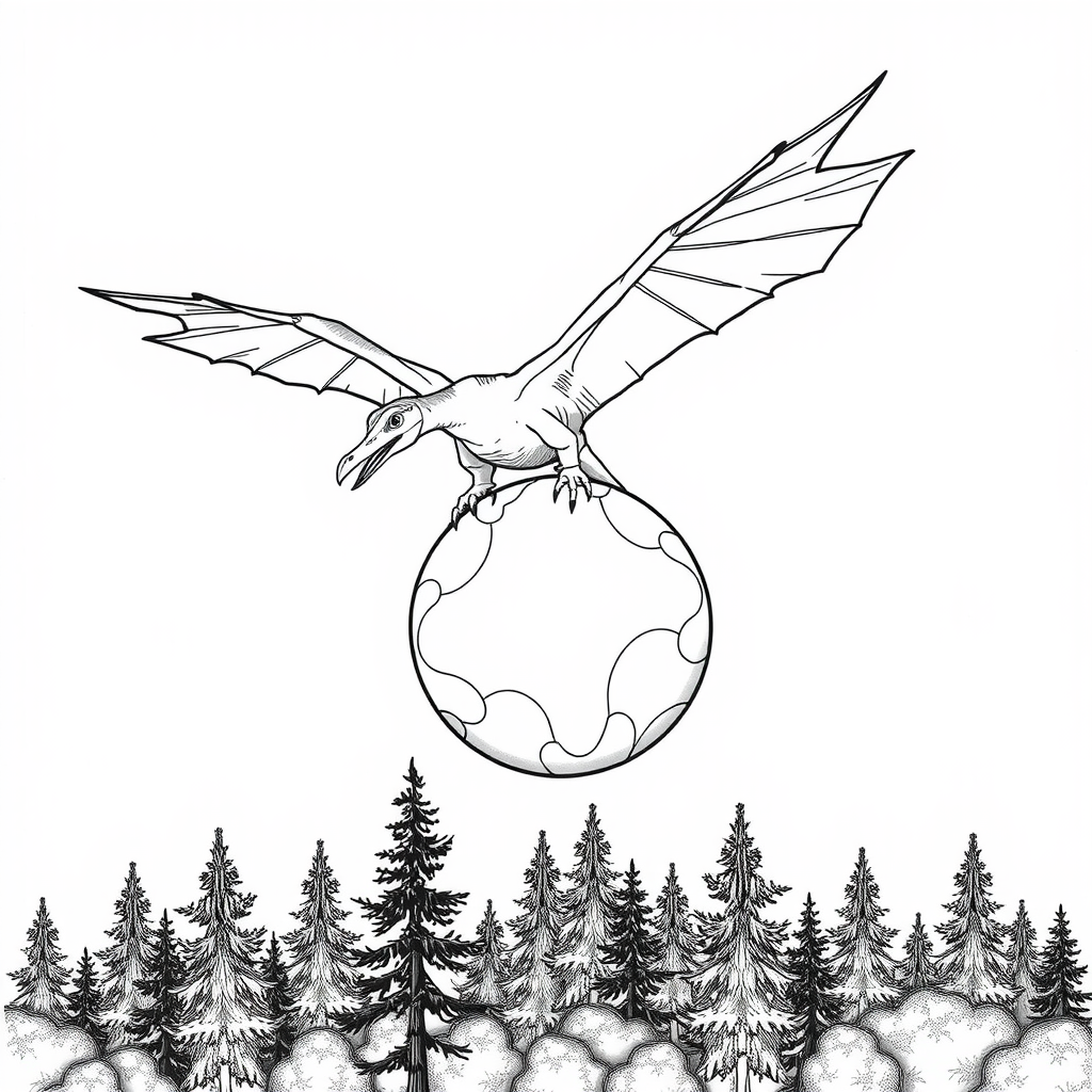 Ptero Cloud Ball Sky Coloring Page