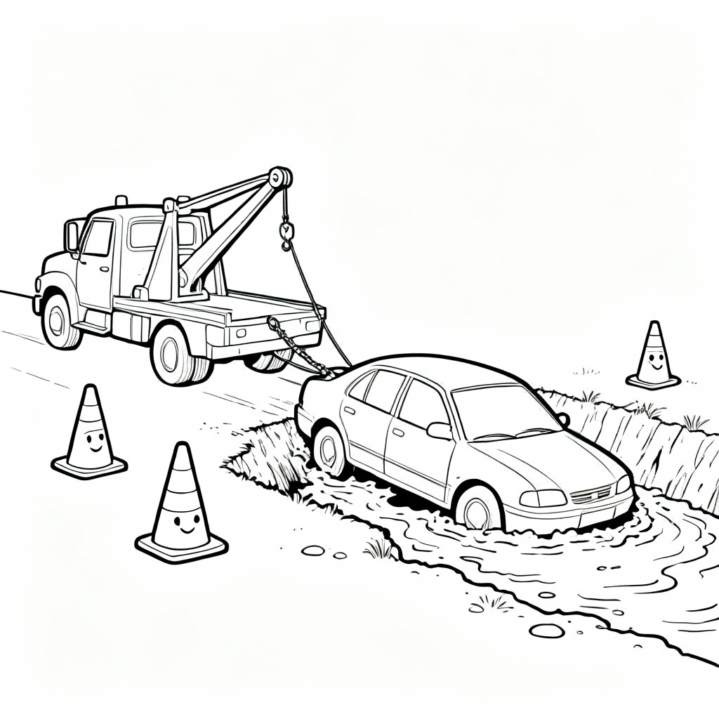 Rescue Tow Truck Coloring Page