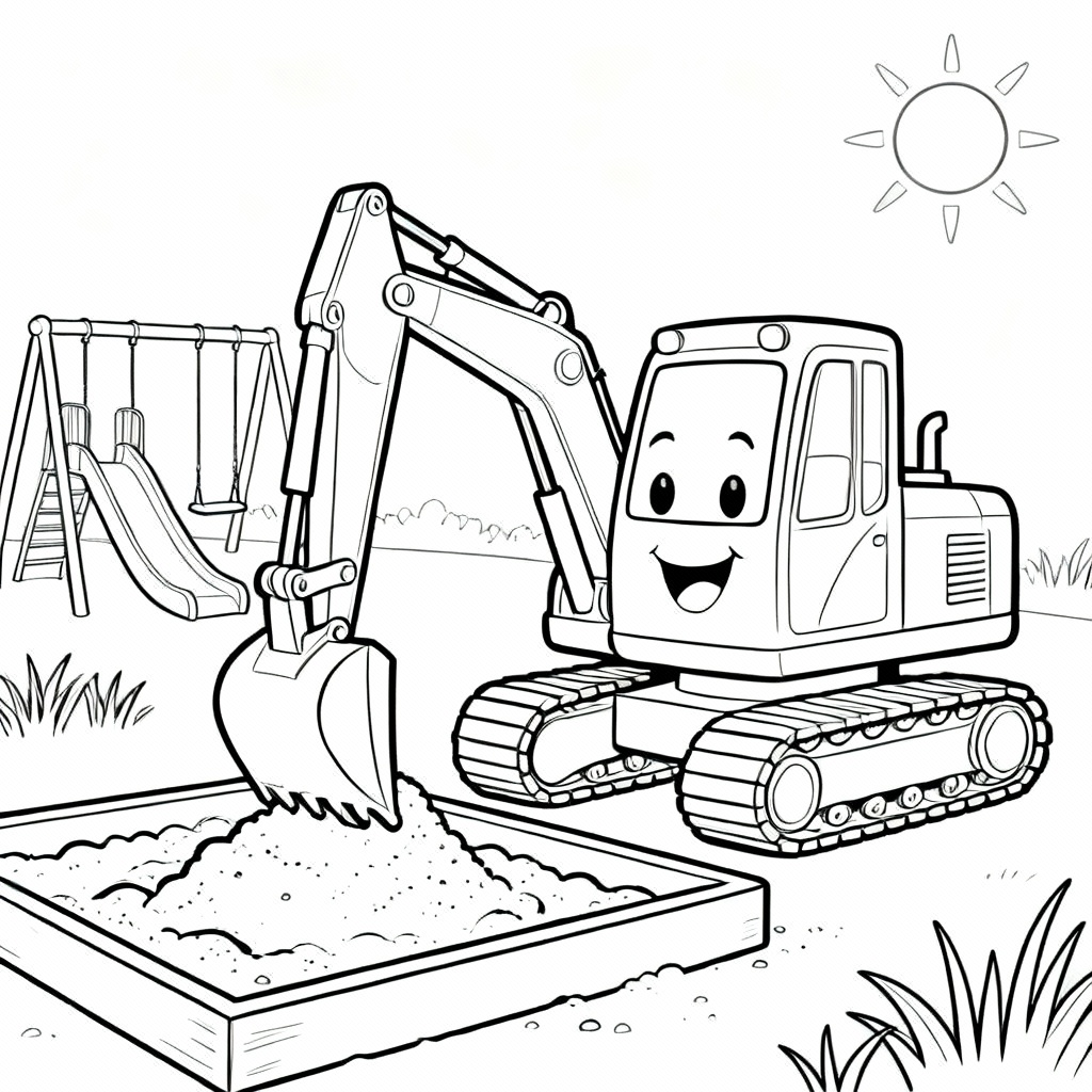 Excavator Play Coloring Page