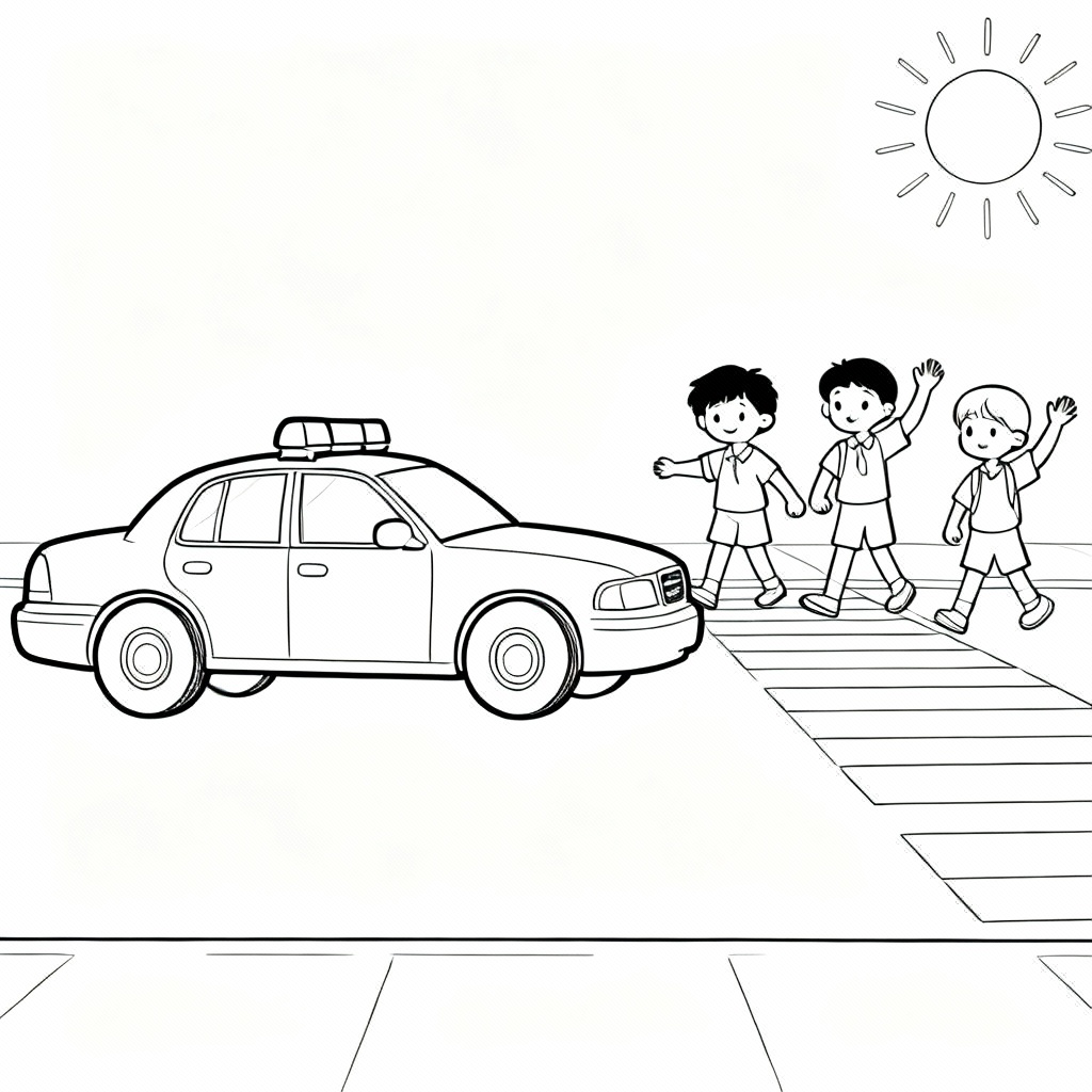 Police Car Patrol Coloring Page